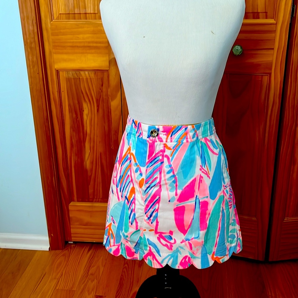 Lilly Pulitzer Multicolor Scalloped Hem Mini Skirt